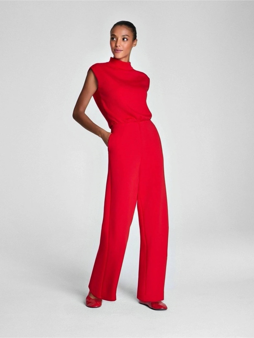 Spanx AirEssentials Mockneck Jumpsuit in Red Size S Tall